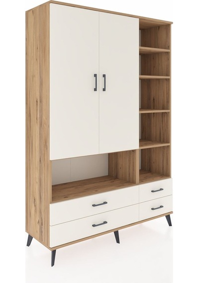 Hyperion Dolap 10 Raflı 4 Çekmeceli 2 Kapaklı 132x44x195 Çam-aytaşı/aytaşı Aytası/aytası