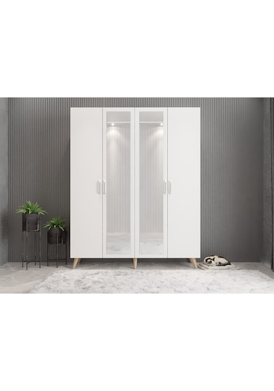 Açelya Aynalı Portmanto Vestiyer Ayakkabılık Meşe Beyaz - M2 180cm Meşe Beyaz Açelya Aynalı Portmanto Vestiyer Ayakkabılık Meşe Beyaz - M2 180cm Meşe Beyaz