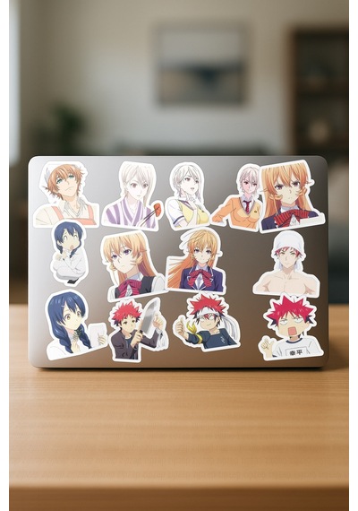 Food Wars Anime Telefon Laptop Bullet Journal Yapışkanlı Folyo Sticker Paketi 23 Adet Çok Renkli