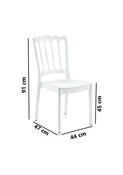 Omnipazar Sy-2526 Estate Plastik Modern Bahçe Düğün Sandalye 4'lü Set Beyaz