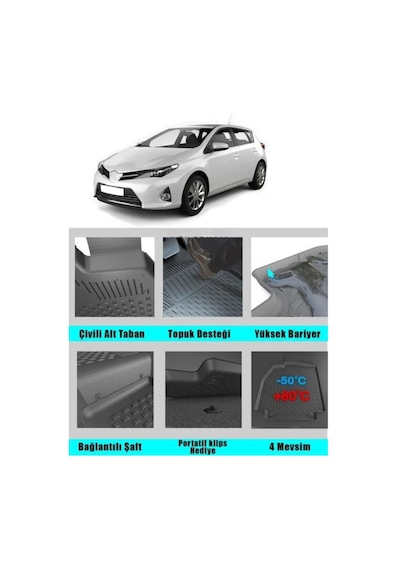 Toyota Auris 2013-2020 Uyumlu 3d Siyah Oto Paspas