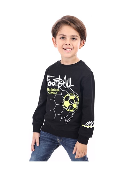 Toontoy Kids Toontoy Erkek Çocuk Football Baskılı Sweatshirt Siyah