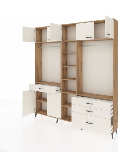 Arges Dolap 11 Raflı 4 Çekmeceli 2 Askılı 220x30x243 Çam-aytaşı/aytaşı Aytası/aytası Arges Dolap 11 Raflı 4 Çekmeceli 2 Askılı 220x30x243 Çam-aytaşı/aytaşı Aytası/aytası