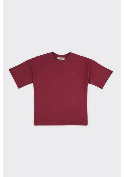 Unisex Çocuk Kısa Kollu Bordo Tişört 3886876 9931BK05001
