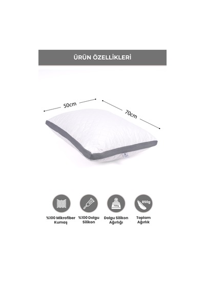 Klimalı Yastık 50x70 Cm Terletmeyen, Hava Alan Mikrofiber Uyku Yastığı Gri