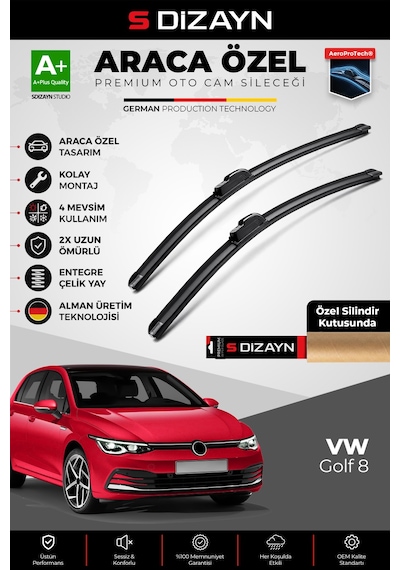 S-dizayn Vw Golf 8 Ön Cam Silecek Seti 2020 Üzeri Premium Araca Özel 65-45 Cm A+ Kalite