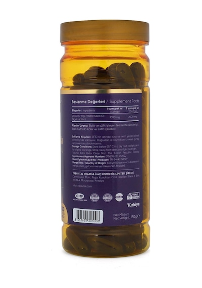 Senkavit 1000 MG Bitkisel Çörekotu Yağı Bitkisel Gıda Takviyesi 100 Kapsül