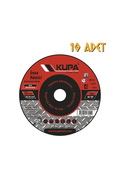Kupa İnox Metal Çelik Kesme Taşı 115 Mm. - 10 Adet
