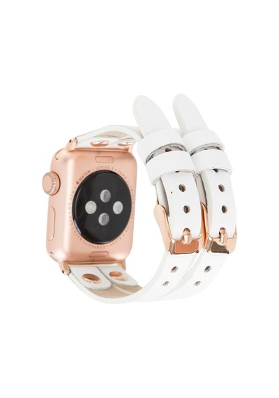 Apple Watch Uyumlu Deri Kordon Ely Double Tour F3 Beyaz