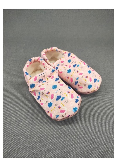 Loove Bebe Bebek Patik Ev Kreş Ayakkabısı Lastikli Ergonomik Tasarım Desenli Açık Pembe
