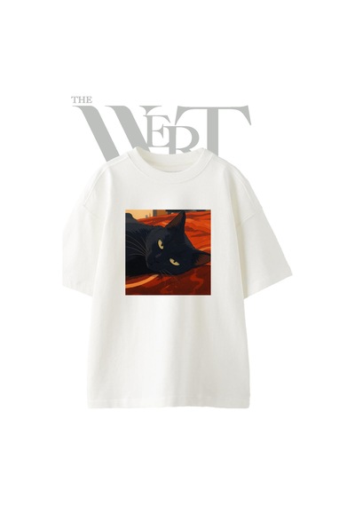 Thewert Jiji Kiki Delivery Tasarım Baskılı Ünisex Beyaz Oversize T-shirt