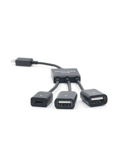 Çok Cihazlı Şarjlı Akıllı Telefonlar Ve Tabletler İçin 3'ü 1 Arada Mikro Usb Otg Hub Adaptörü