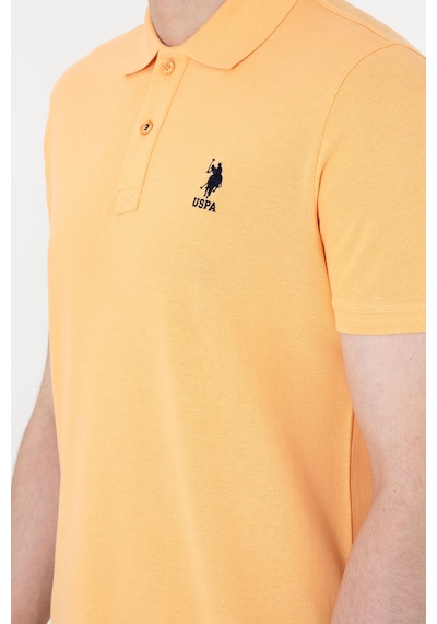 U.S. Polo Assn. Erkek Slim Fit Polo Yaka Turuncu Basic Tişört 50307699-VR202