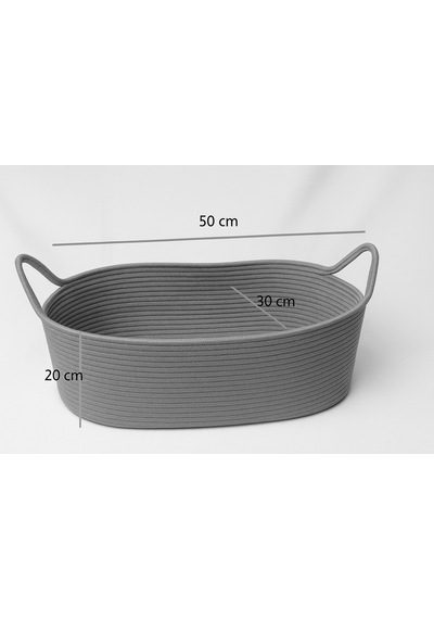 Mavaux Hasır Jüt Dekoratif Sepet 20x30x50 Cm, Oyuncak, Çamaşır, Banyo, Mutfak Ve Düzenleyici Saklama Sepeti Gri
