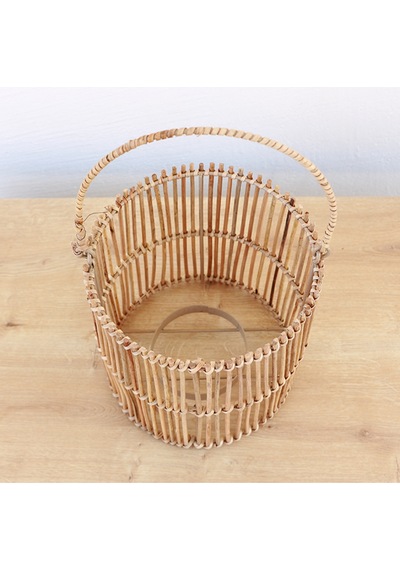 Serra Rattan Büyük Boy Mumluk 20x20x30 Cm Bej