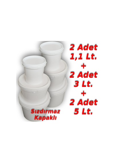 Decotone 1.1 L + 3 L + 5 L Plastik Kapaklı Kova Seti 6'Lı Beyaz