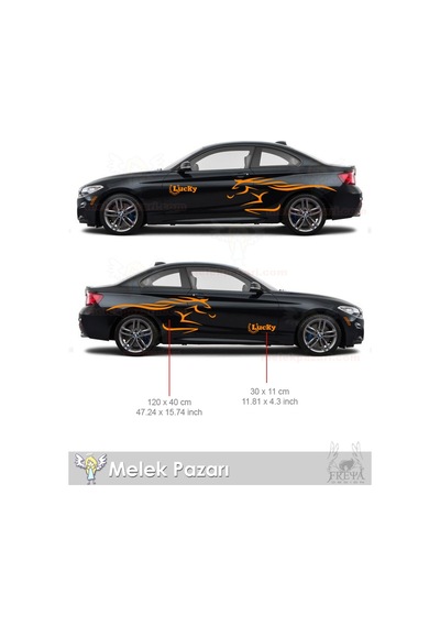 Yarış Atı Araba Çamurluk Sticker. At Nalı Lucky Oto Çıkartma