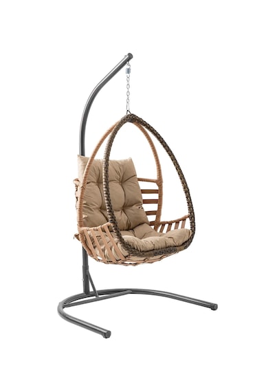 Rehome Malta Tek Kişilik Rattan Bahçe Salıncağı Açık Kahve Açık Kahverengi