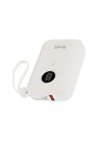 H2 10000 Mah Power Bank Pd 20w Ve Usb 22.5w Fast Hızlı Şarj Dahili Type C Ve Lightning Kablolu Dünya Standartlarına Uygun Polymer Batarya Birebir Amper Lcd Göstergeli Powerbank Beyaz