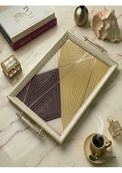 Modern Geometrik Desenli Dekoratif Sunum Tepsisi