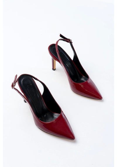 Terzi Bey St-1153 Bordo Rugan Günlük Arkası Açık 9 Cm Topuklu Kadın Ayakkabı Bordo