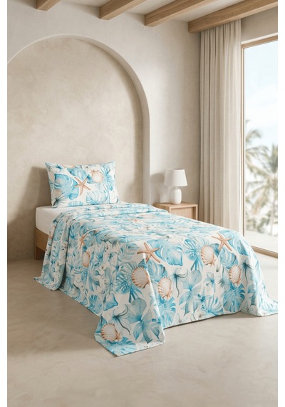 La Notte Sea Marine Tek Kişilik 3 Parça Pike Takımı 160x230 + 100x200 + 50x70 Cm Çok Renkli
