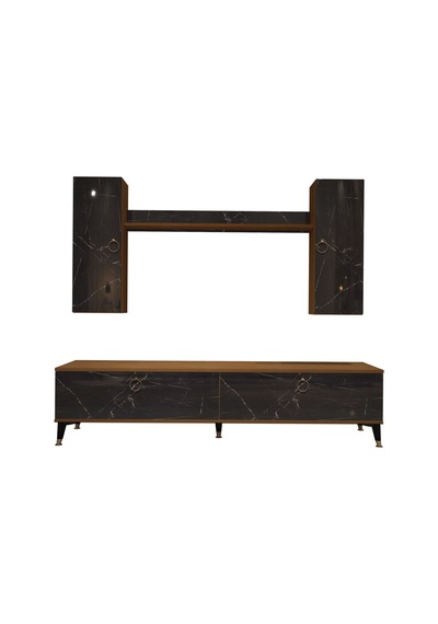 Decoraktiv Eko 7 Mdf Std Gold Tv Ünitesi Tv Sehpası Ceviz - Siyah Mermer