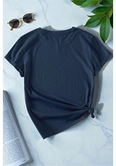 Uyguntarz Unisex Calıfornıa Baskılı Tasarım Tshirt Lacivert