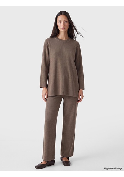 LC Waikiki Lc Waıkıkı Gri Bisiklet Yaka Oversize Kadın Tunik