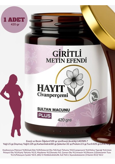 1 X 420 Gr Sultan Macunu Kadın İçin Destek Hayıt İçeren Giritli Metin Efendi