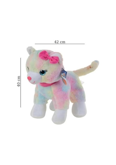 Peluş 30 Cm Pembe Tokalı Kedi Pl62555 Çok Renkli
