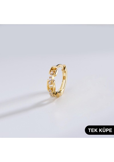 Goldkupe 14 Ayar Taşlı Tek Modern Halka Altın Küpe 0,58 Gr-6325