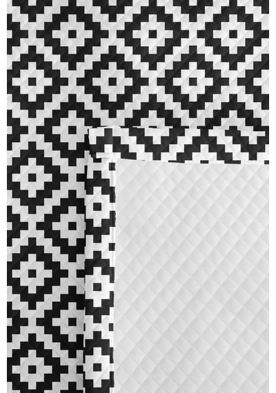 Siyah Geometrik Genç Odası Tek Kişilik Pike Takımı - Modern Minimal 160x220 Cm Kapitone Yatak Örtüsü Mistik Örtü Tonu