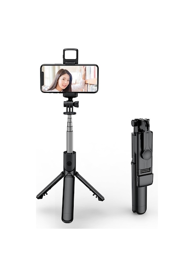 Işıklı Selfie Çubuğu Kablosuz Bluetooth Kumandalı Tripot Selfie Monopod Selfie Stick Selfi Tripod