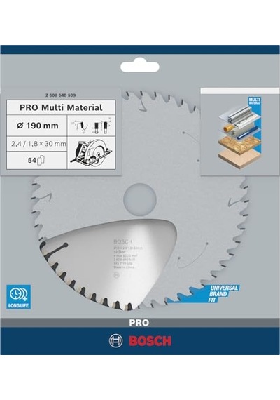 Professional Accessories - Standard For Serisi Çoklu Malzeme İçin Daire Testere Bıçağı 190 30 Mm 54 Diş çok renkli