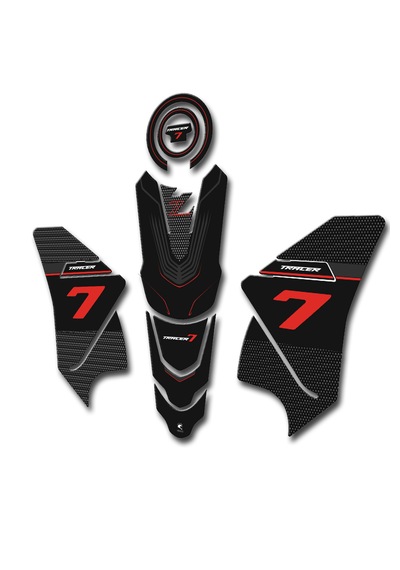 Tracer700 Tankpad Seti 2021-24 Uyumlu Karbon Mavi Karbon - Kırmızı