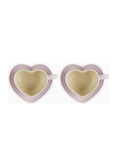 Le Creuset Kalp Şeklinde Seramik Kupa Ve Tabak Seti 2 Li Shell Pink