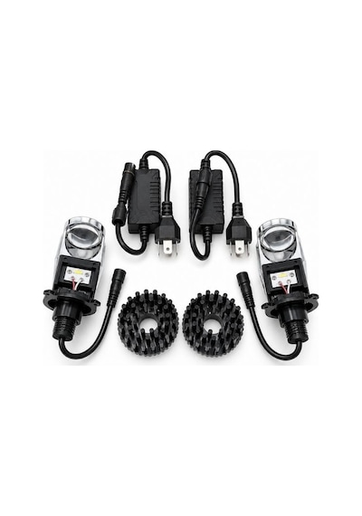 H4 Led Mercekli Far Ampulü Seti 100w 60000lm 6000k Beyaz Işık 12v/24v