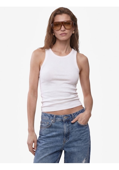Koton Pamuklu Kaşkorse Slim Fit Kolsuz Bisiklet Yaka Fitilli Atlet Ekru 7wak10011ek