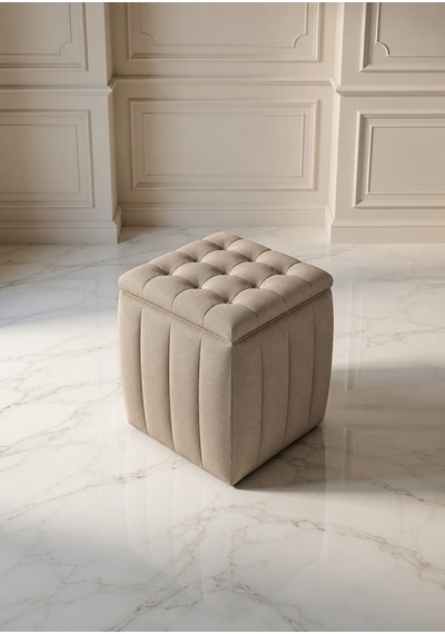 Yeni Sezon İthal Belora Kumaş Puf 40x40 Cm Ultra Yumuşak, Lüks Dokulu, Premium Kalite Kare Puf Ekru - 908231317 Ekru