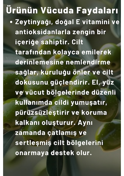 Naturix Değerli Yağlar Serisi Zeytinyağlı Özlü El Yüz Vücut Kremi 250 ML