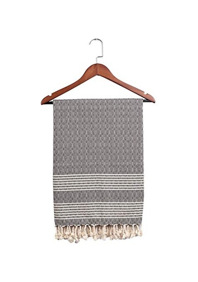 Yaprak Peştemal Plaj Havlusu Sauna, Yoga, Fitness İçin Çok Amaçlı Kullanım. 100x180cm Koyu Gri Diğer