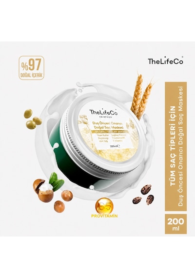 Thelifeco Hairfood Değerli Yağlar Serisi Duş Öncesi Onarıcı Doğal Saç Maskesi 200 ML