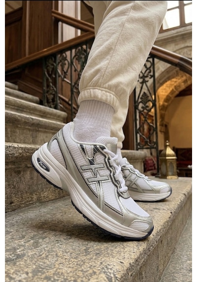 Muggo Hynex Kadın Kalın Taban Bağcıklı Günlük Sneaker Spor Ayakkabı Gri