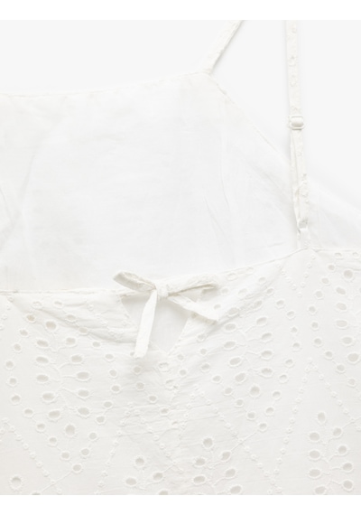 Koton Pamuklu A Kesim Mini Halter Yaka İnce Askılı Fisto Elbise Beyaz 5sak80105pw Beyaz