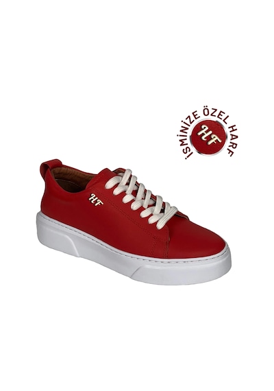 Twingold Kişiselleştirilebilir Kalın Ortopedik Tabanlı %100 Deri Sneaker Spor Ayakkabı - Kırmızı Kırmızı