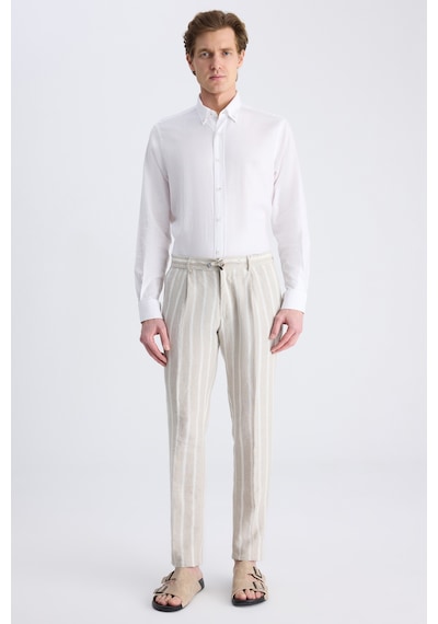 Twn Slim Fit Bej Armürlü %100 Keten Jogger Pantolon 4ec03tl133242 Bej