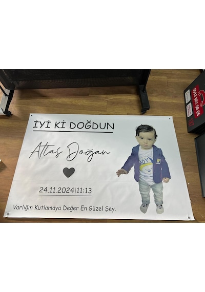 Kişiye Özel Doğum Günü Afişi Brandası 1x1.5 Mt Çok Renkli
