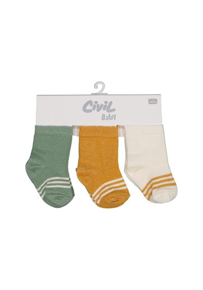 Civil Baby Basic Çizgili 3'lü 6-18 Ay Bebek Erkek Çorap Set - Standart