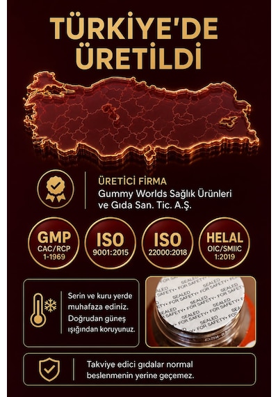 Y'our Gummie Apple Cider Vinegar Elma Sirkesi Folik Asit Krom ve B12 60 Gummies